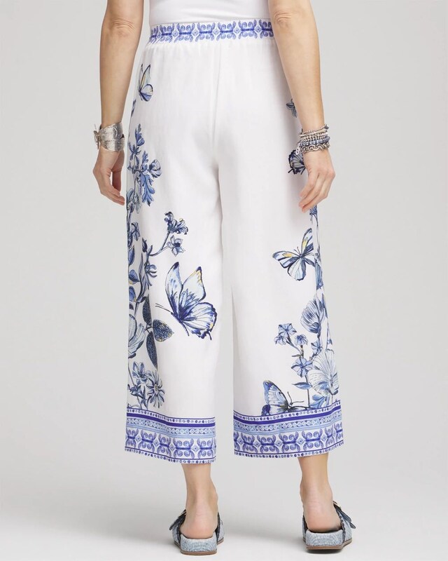 Butterfly Pull-On Linen Cropped Pants - image 3
